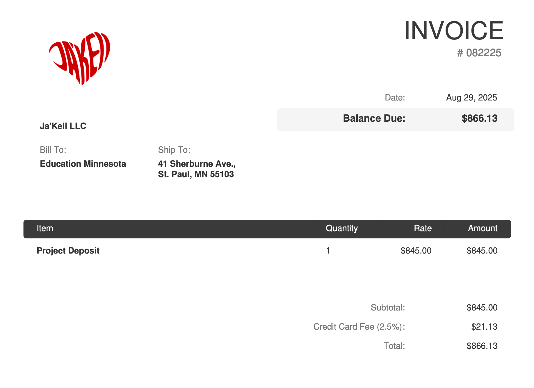 Education Minnesota Invoice